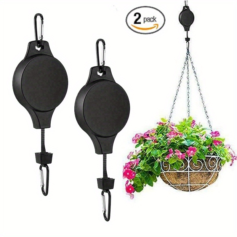 2 Pack Poulies de plantes rétractables, jardinières suspendues