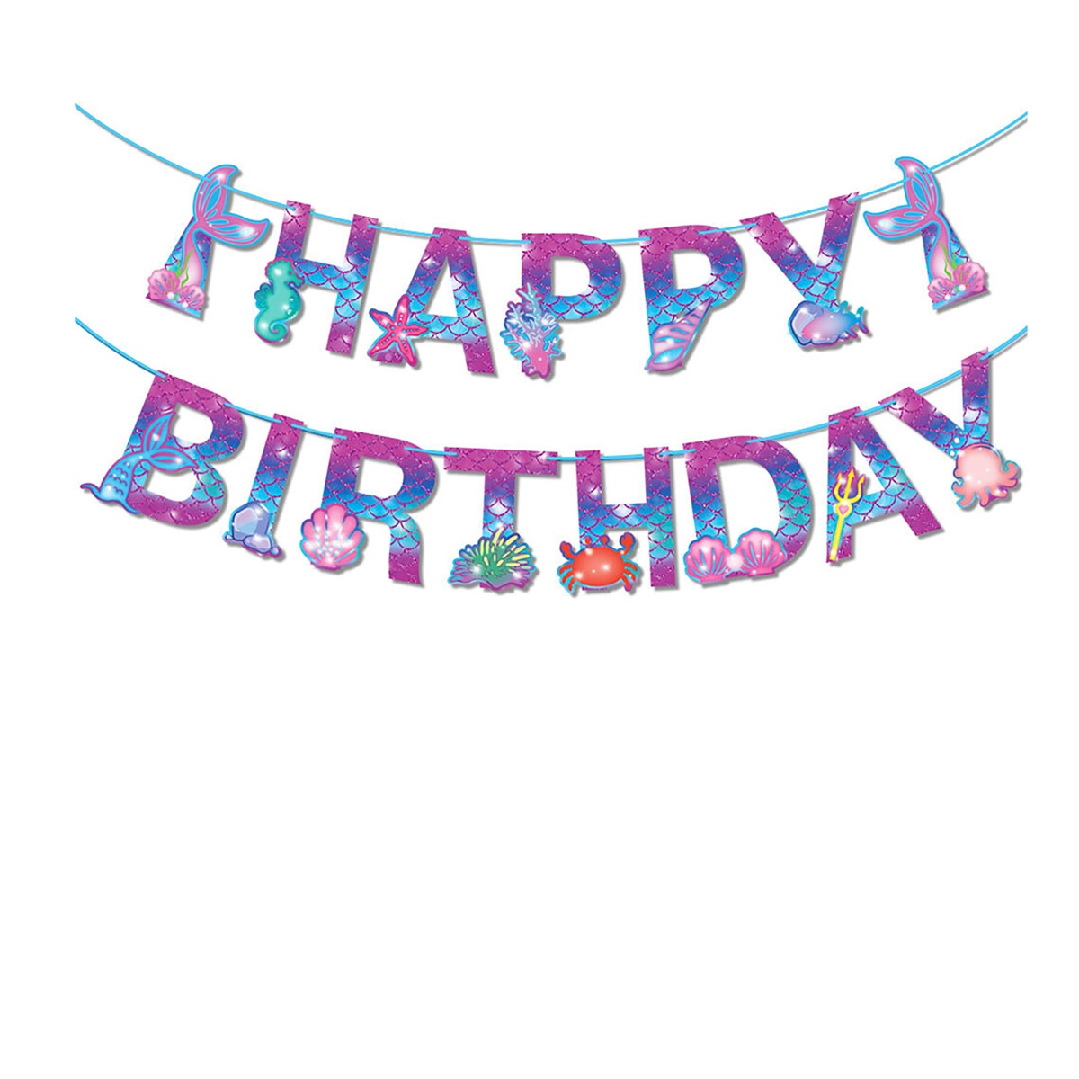 1 Set Of Mermaid Themed Banners For Birthday Party Decorations