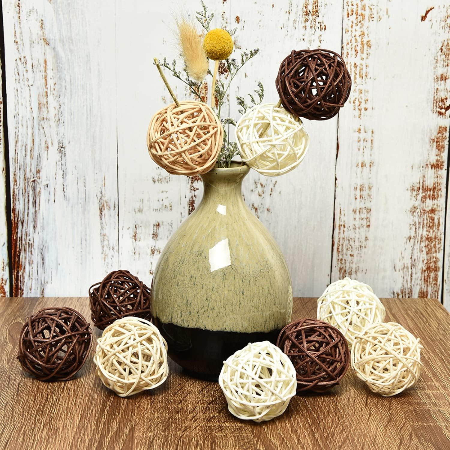 Mini Rattan Balls, Decorative Ball, Orbs Vase Fillers Table Decor