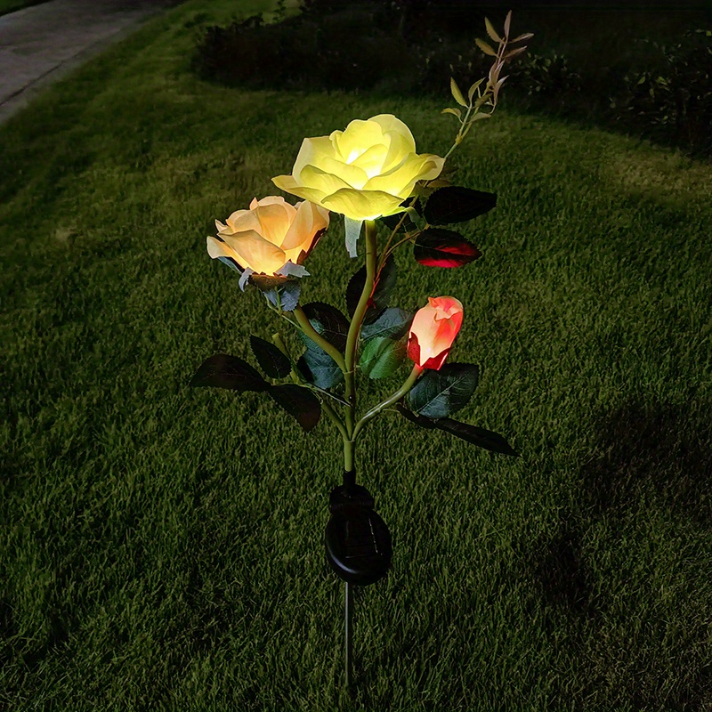 Solar Garden Rose Light 3-Head Waterproof Stake Lights