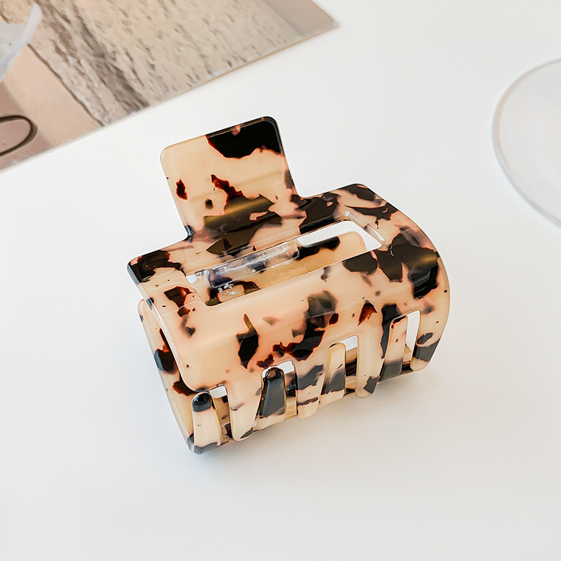 TEMU para mujer, diseño cuadrado hueco de 5 cm con leopardo y damero, estilo coreano japonés, elegante y con , para la parte posterior de la cabeza