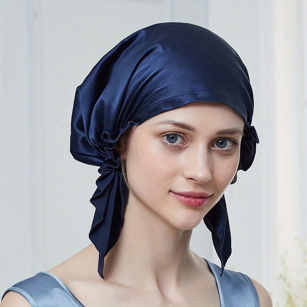 100% Silk Charmeuse Dew Rag Navy Blue Durag Doo-rag Du Rag 