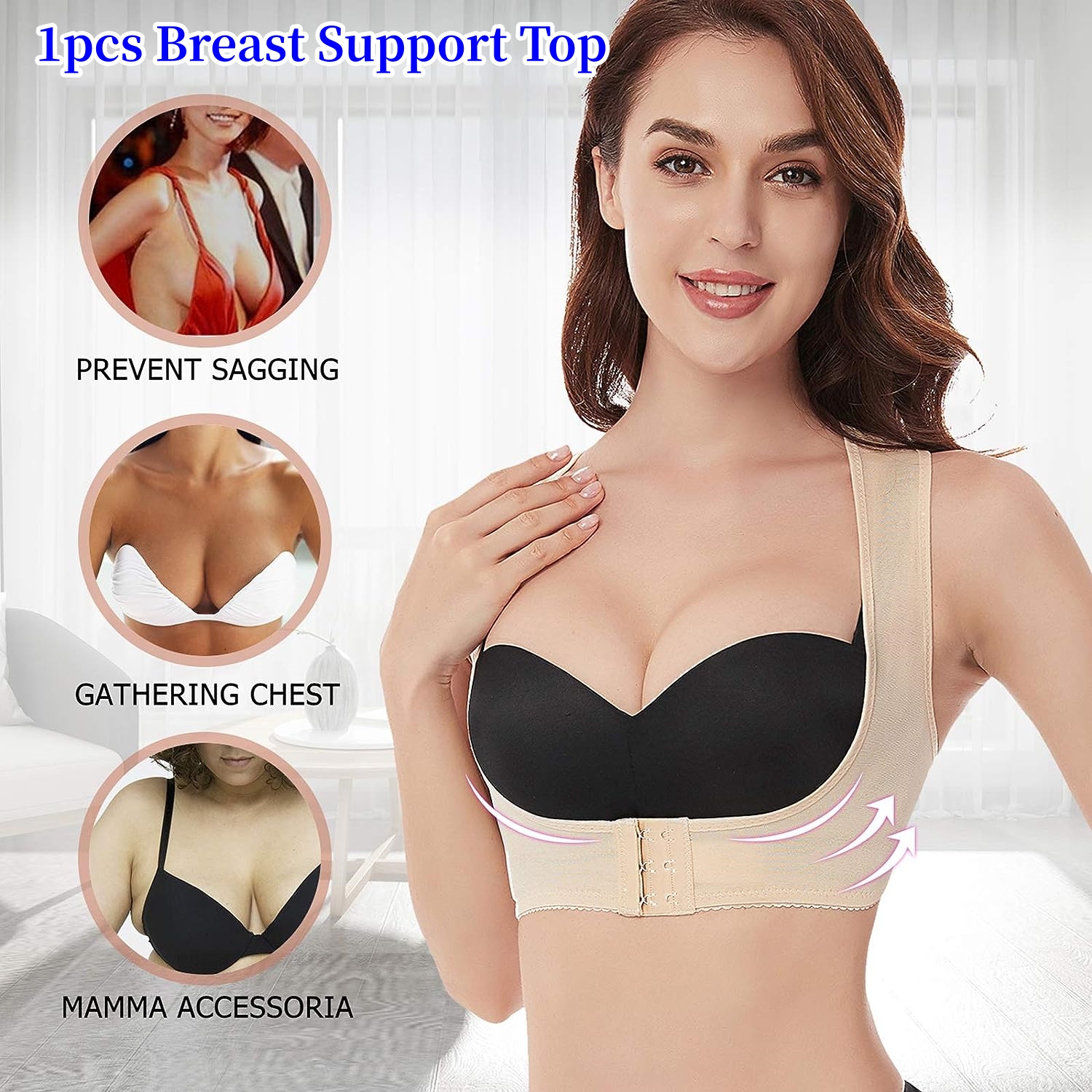 Women's Breast Support Posture Corrector Back Support Bra - Temu