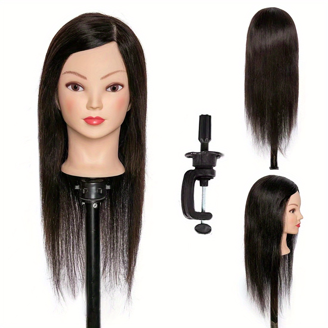 100% Salon Real Human Hair Training Head Hairdressing Practice Mannequin  Doll
