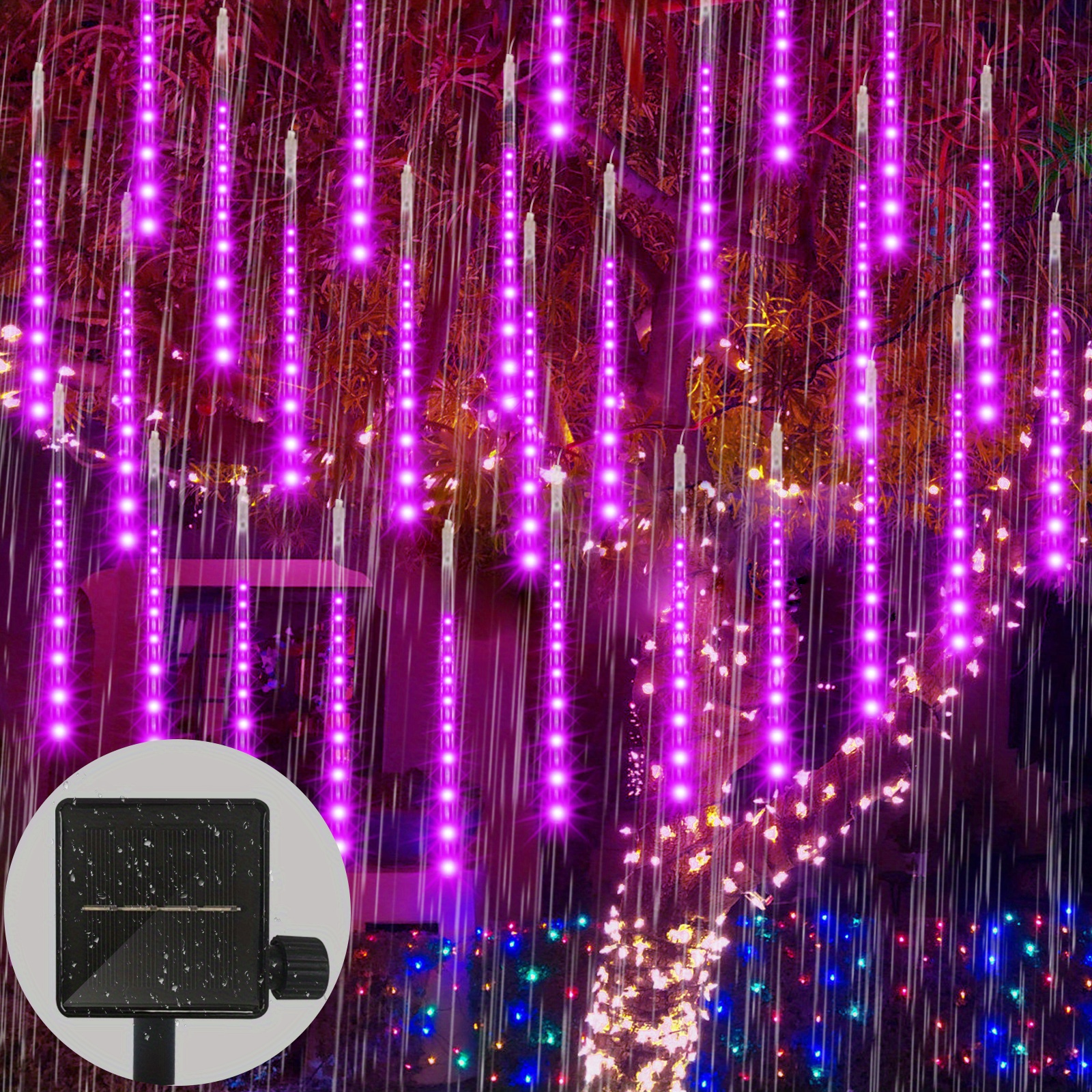 Purple Halloween Solar Meteor Shower Lamp Outdoor Waterproof - Temu