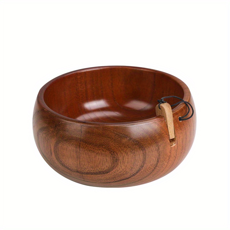 Large Capacity Yarn Bowl Solid Wood Handmade Wooden Bowl - Temu
