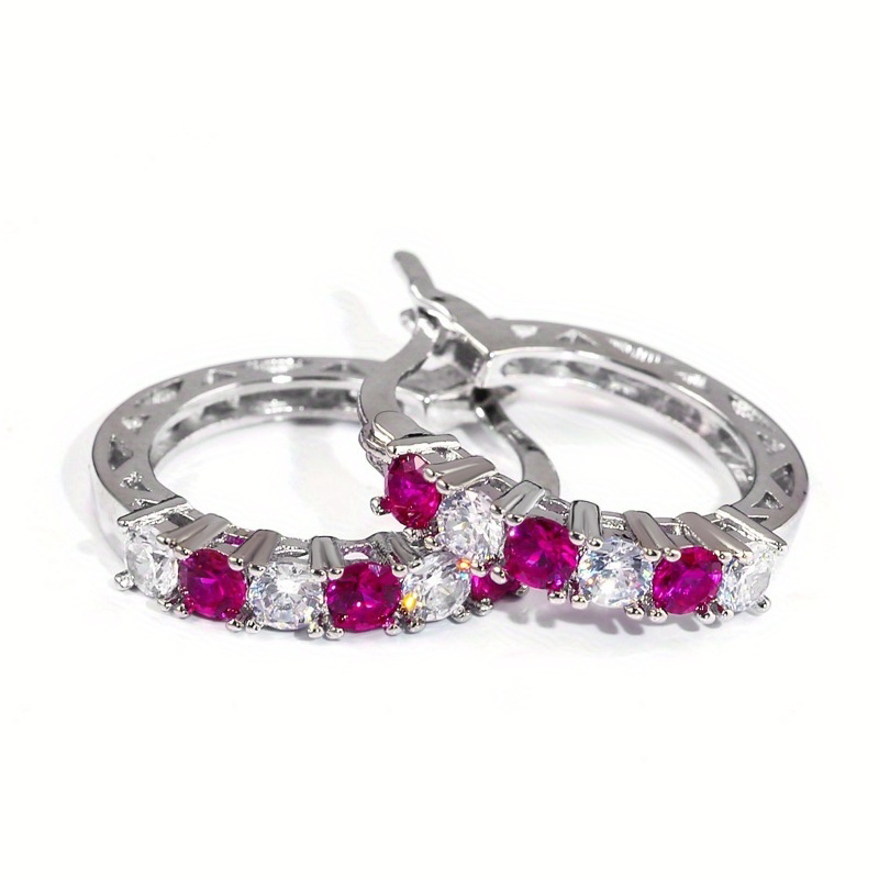 Image of Earrings For Women Featuring Colorful Zirconia Ear Buckles, Perfect For Casual Wear Or Parties