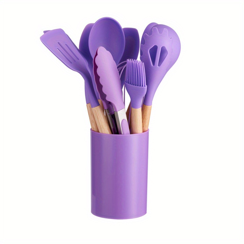 Cook with Color Silicone Kitchen Utensils 6 Piece Set, Spoon, Brush, Tongs,  Whisk & Scraper 