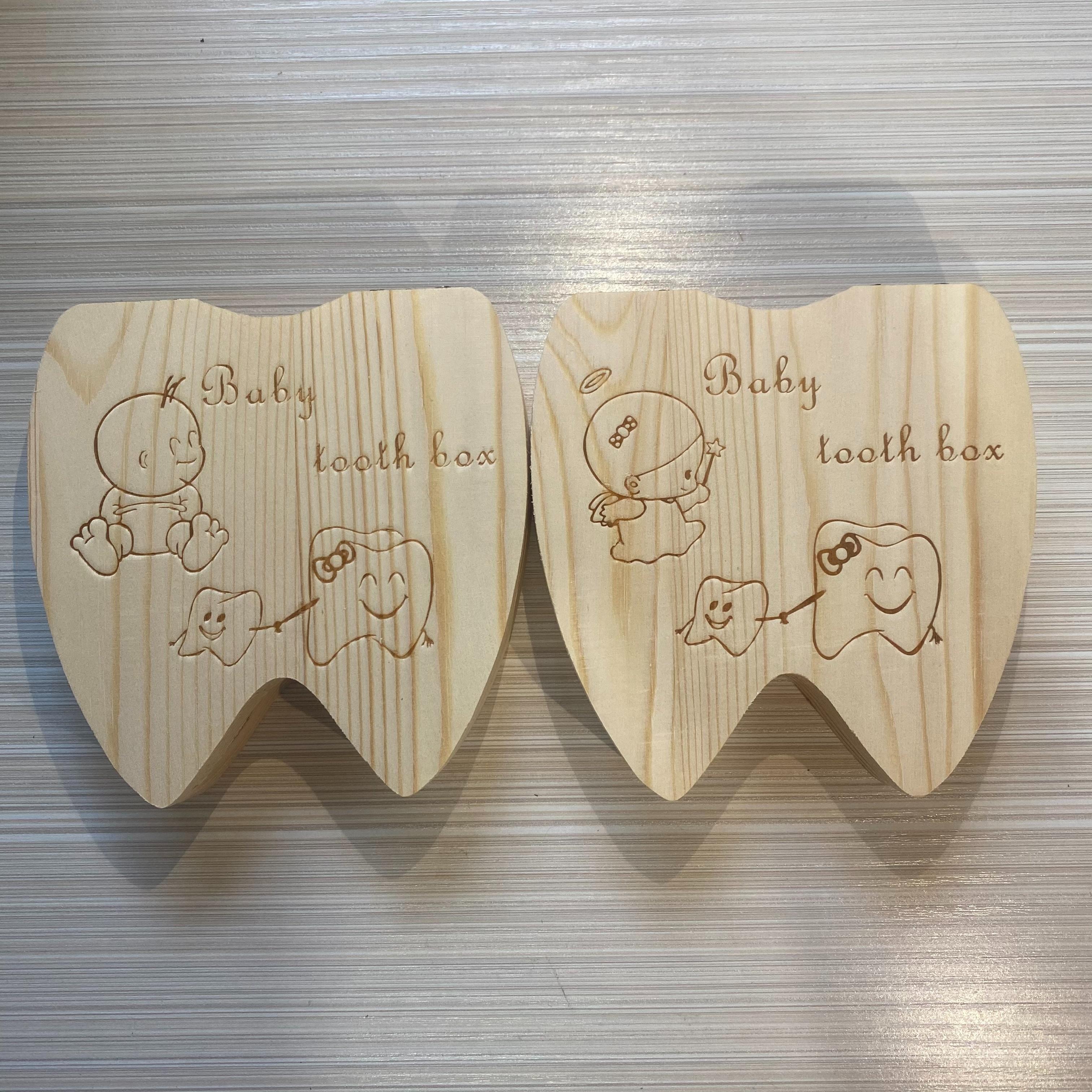 ▷ Caja de madera niño para guardar dientes de leche en forma de
