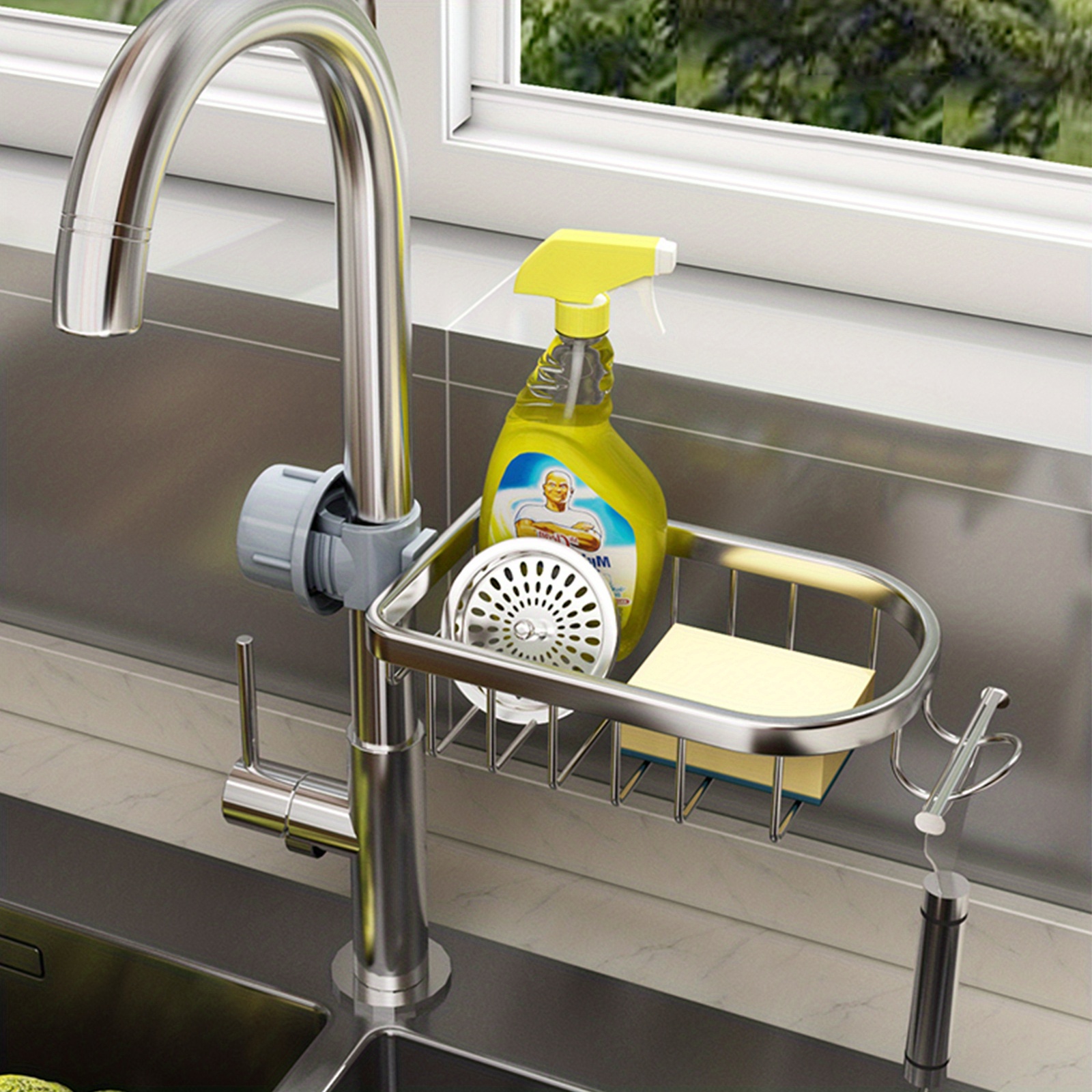 Kitchen Faucet Rack Sponge Drain Basket Toilet Storage