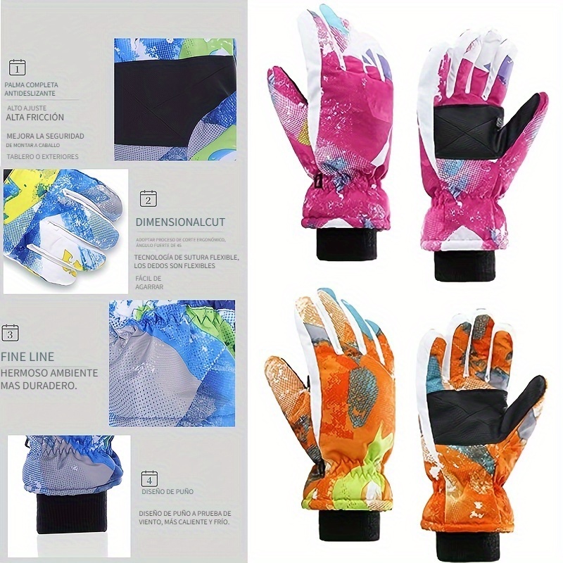 1par Guantes Esquí Niños Niñas Guantes Mantenerse Calientes - Temu Spain