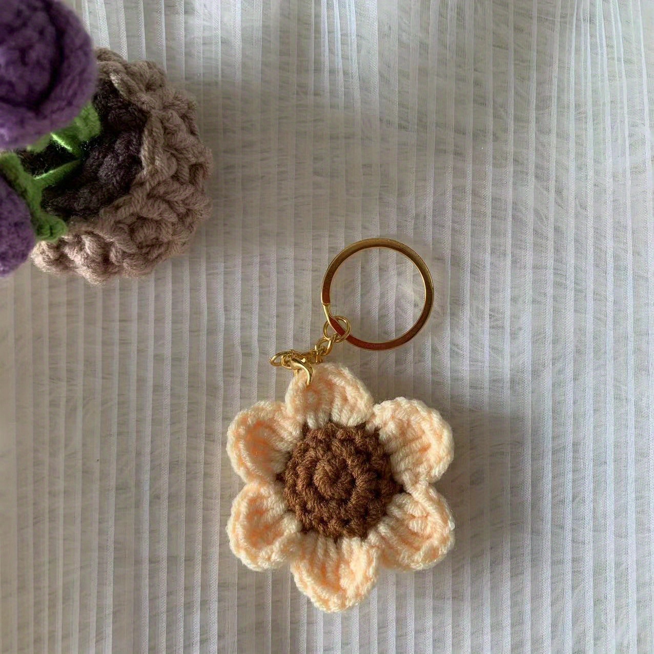 Fabric Flower Key Chain, Key Ring Accessories