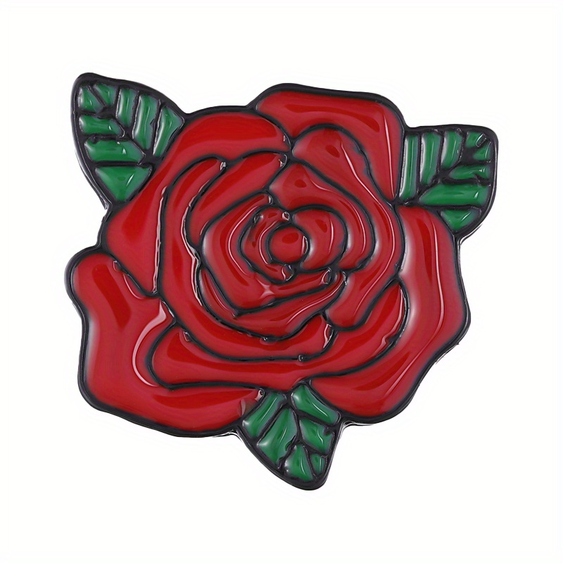 Alfinetes de Esmalte de Rosa Vermelha Broches de Flores Crachás de Lapela Joias de Plantas Florais Presente para Amigos Homens Amantes