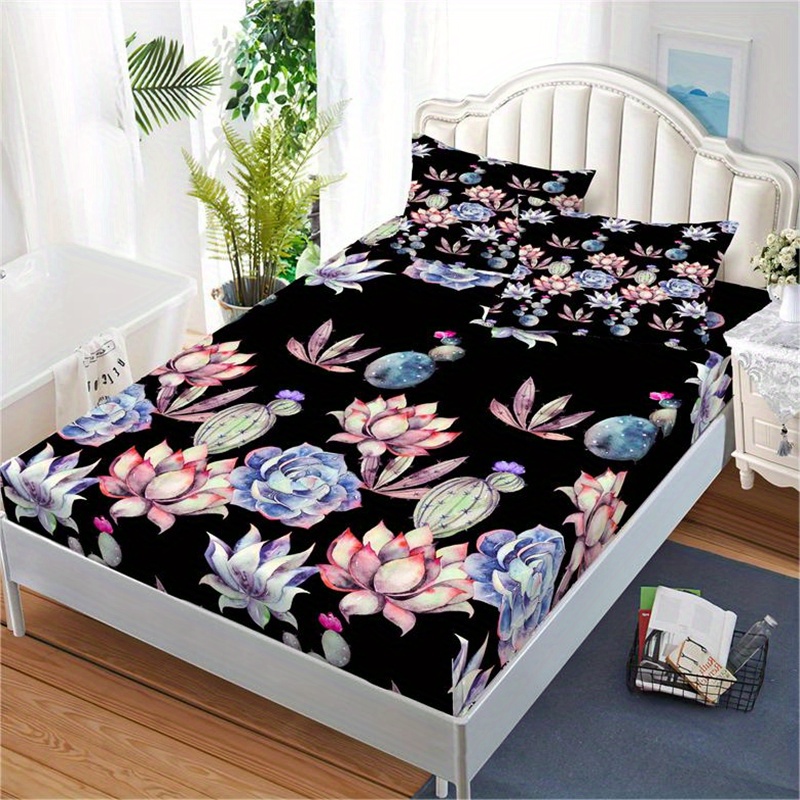 Love Print Fitted Sheet Set, Dustproof Non-slip Mattress Protector