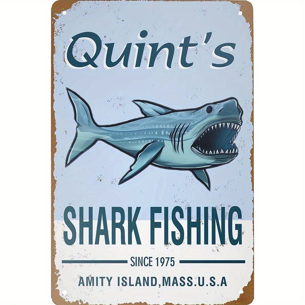 Jaws 80s Movie Poster Shark Fishing Metal Tin Sign Vintage - Temu