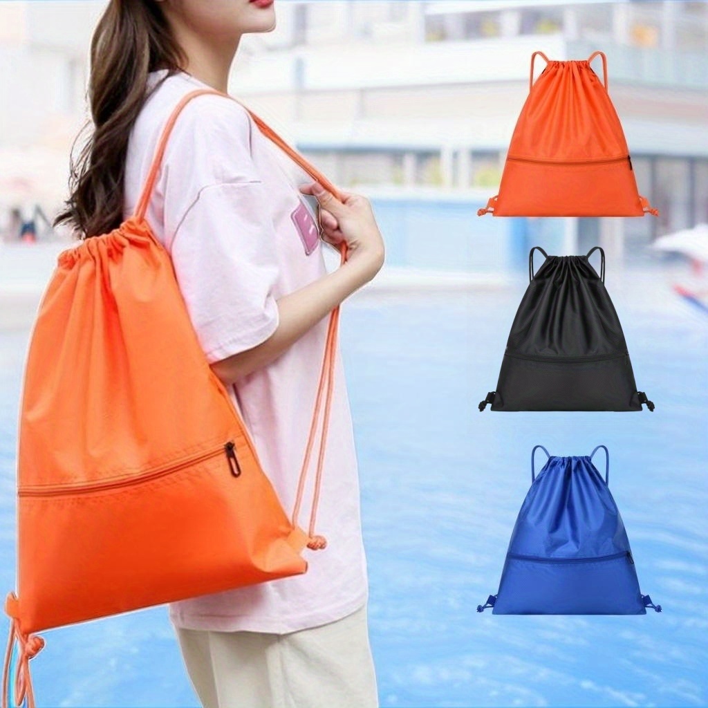 Trendy Waterproof Drawstring Backpack With Zipper Pocket, Outdoor Sports Bag,  Perfect For Sports, Fitness, Cycling And Travel (size: ) - Temu Bahrain