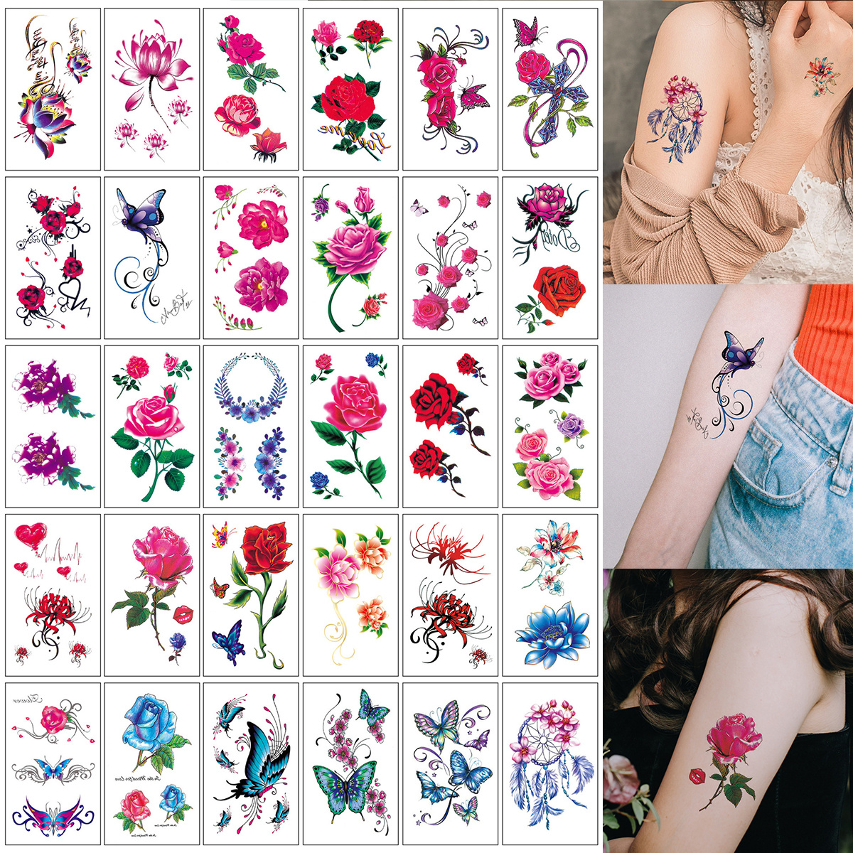 Autocollants de tatouages colorés motif de feuilles de - Temu Belgium