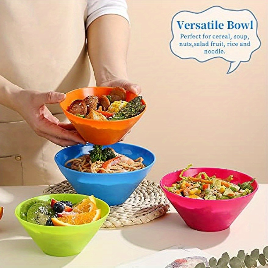 Plastic Bowls set of 12 - Unbreakable and Reusable 6-inch Plastic  Cereal/Soup/Salad Bowls Multicolor | Microwave/Dishwasher Safe, BPA Free