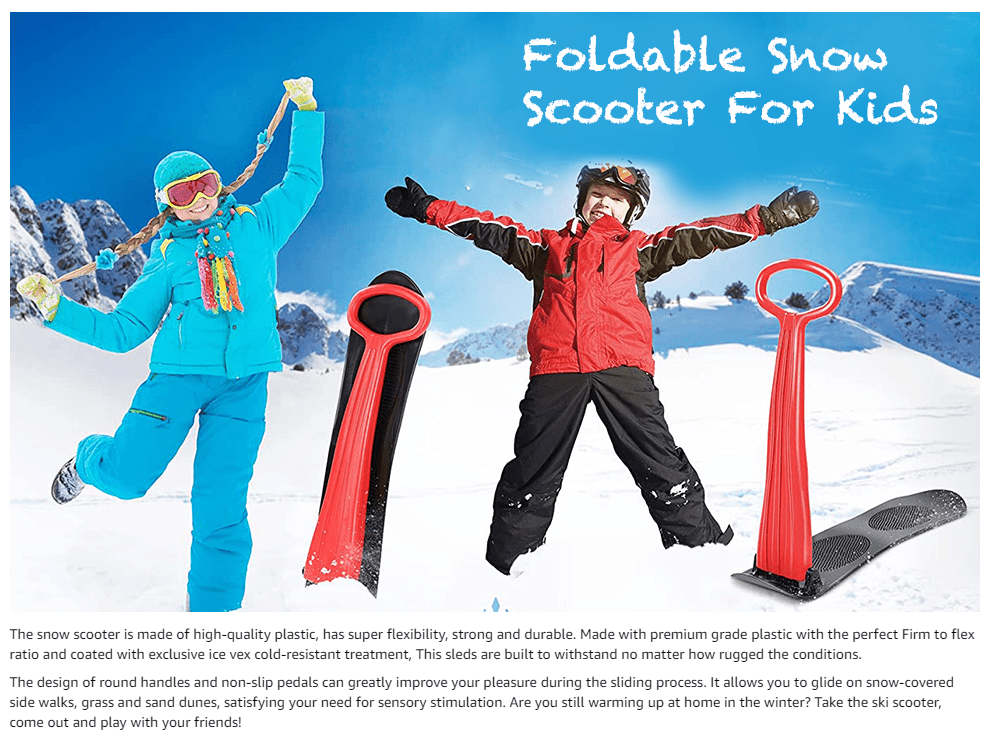 Trottinette à neige pliable pour enfants avec poignée antidérapante - Jouet  d'hiver pour une utilisation sur la neige : : Sports et Plein air