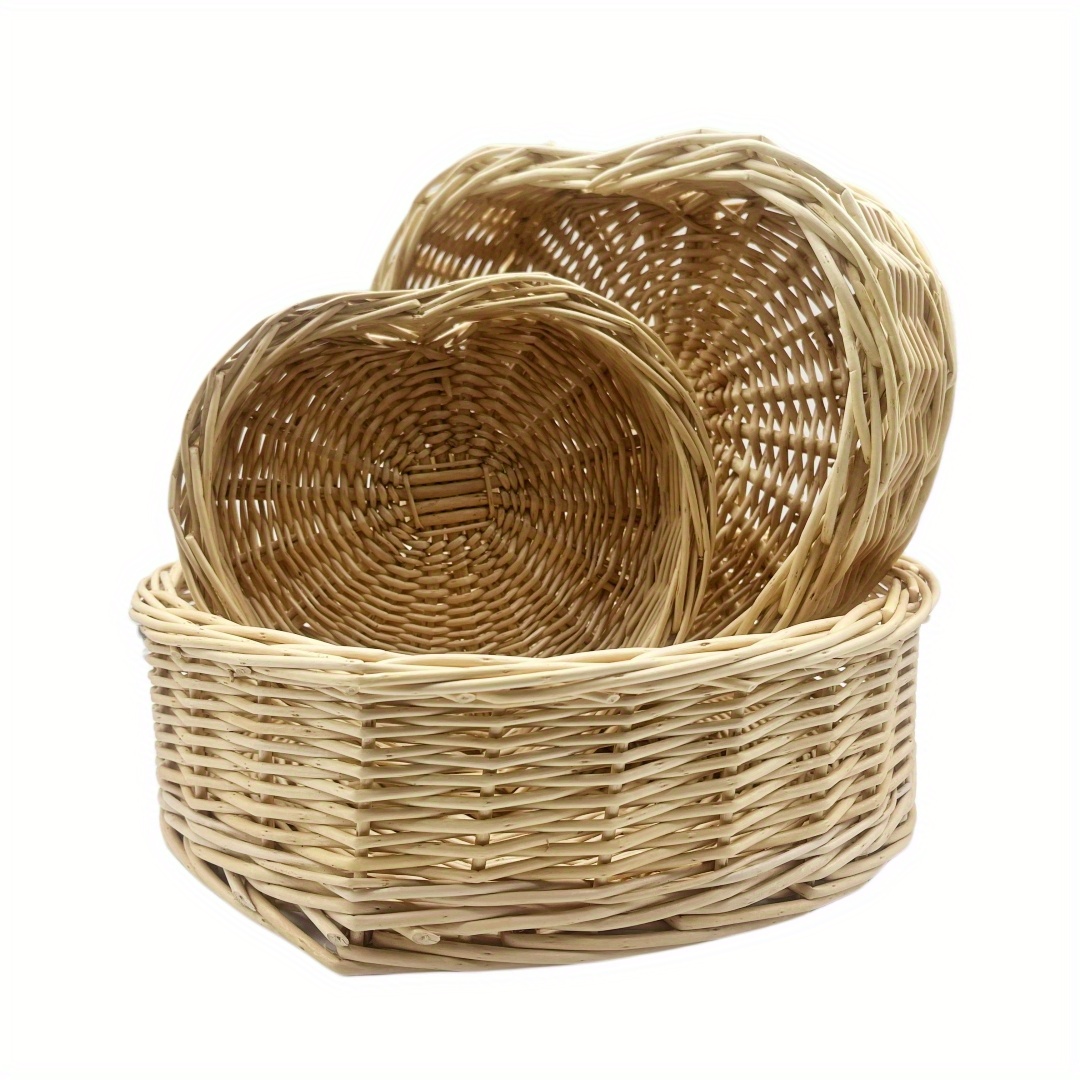 Juego de cestas redondas de ratán para organizar cestas de mimbre para  frutas, cesta decorativa para servir pan, canasta bohemia para regalo,  cestas
