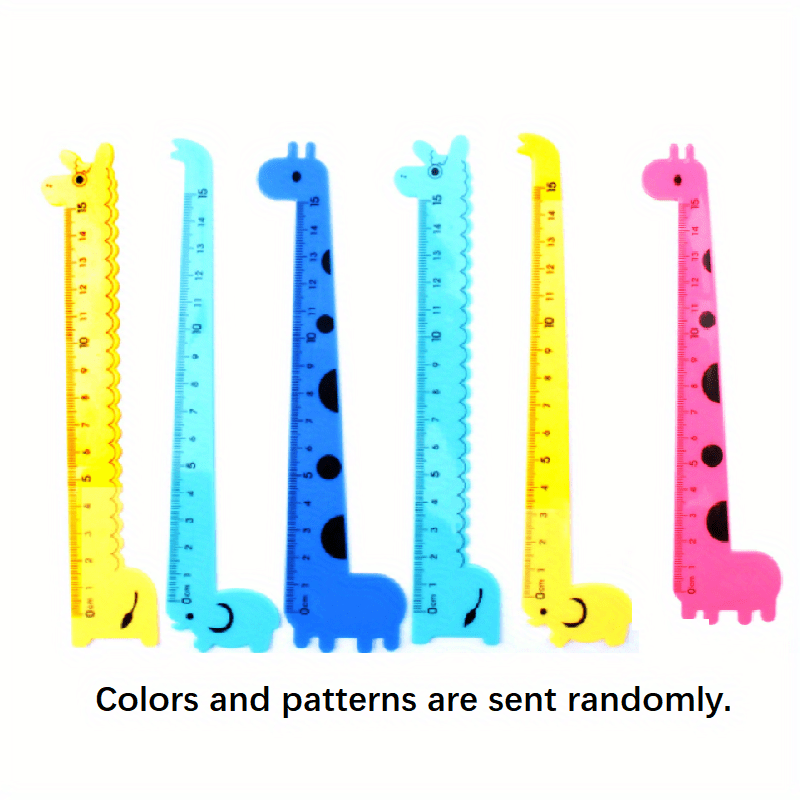 Three-color Cartoon Ruler Student Stationery Ruler Giraffe Shape