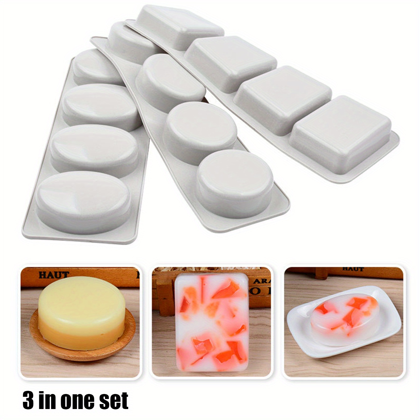 Three Soap Silicone Molds Three, Food Grade Silicone Molds Making Soap Soap  Molds Baking Tools - Temu
