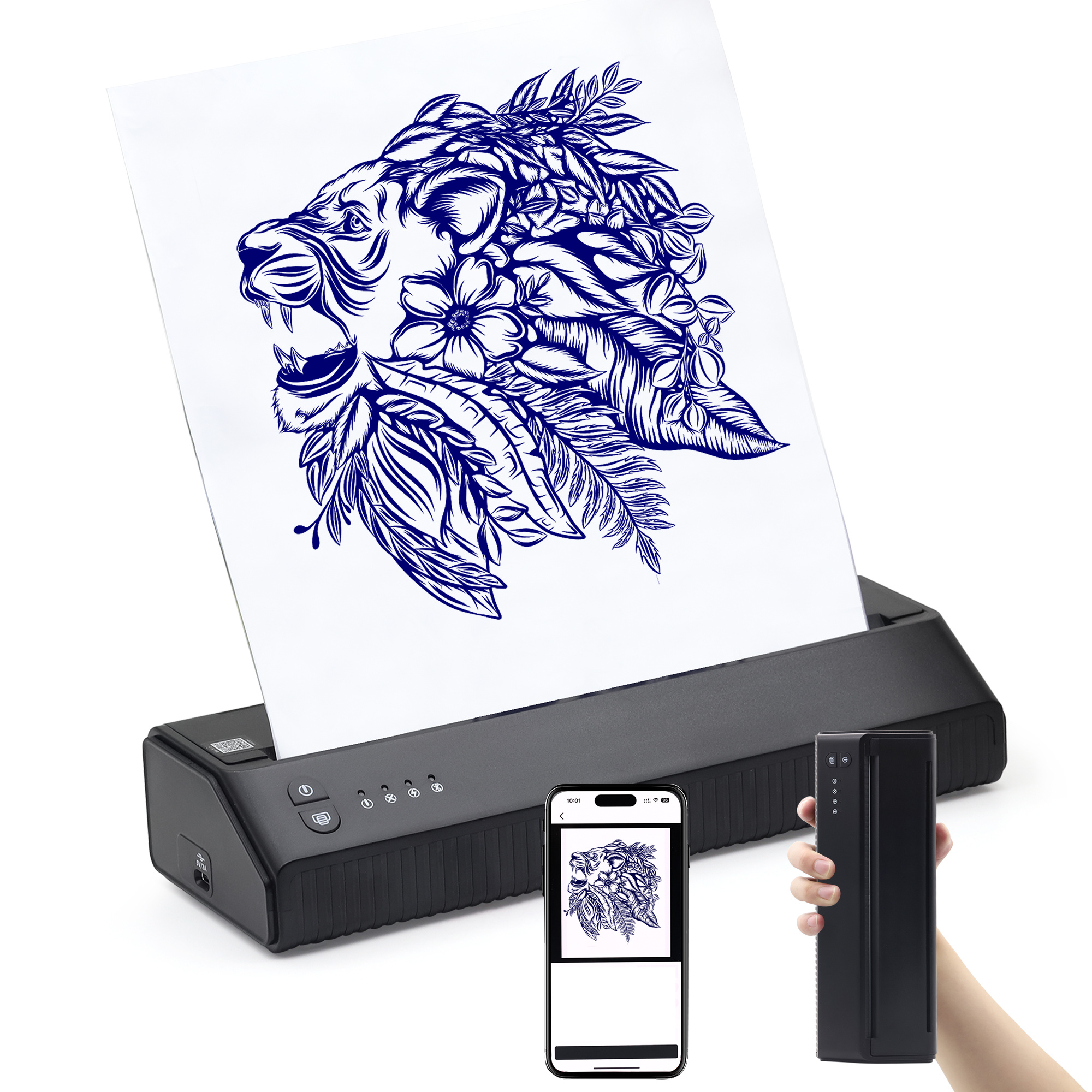 Goyappin Impresora de plantillas de tatuaje con 20 piezas de papel de  transferencia, máquina de plantillas de transferencia de tatuajes,  impresora de