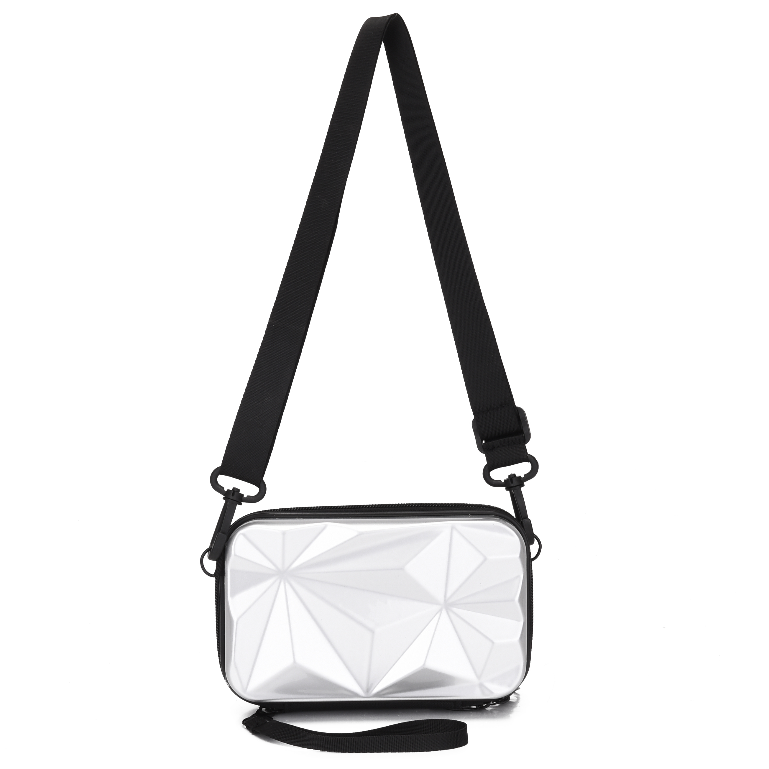 Men's Geometric Street Messenger Bag, Hard Shell Mobile Phone Box Silver  Shoulder Bag - Temu