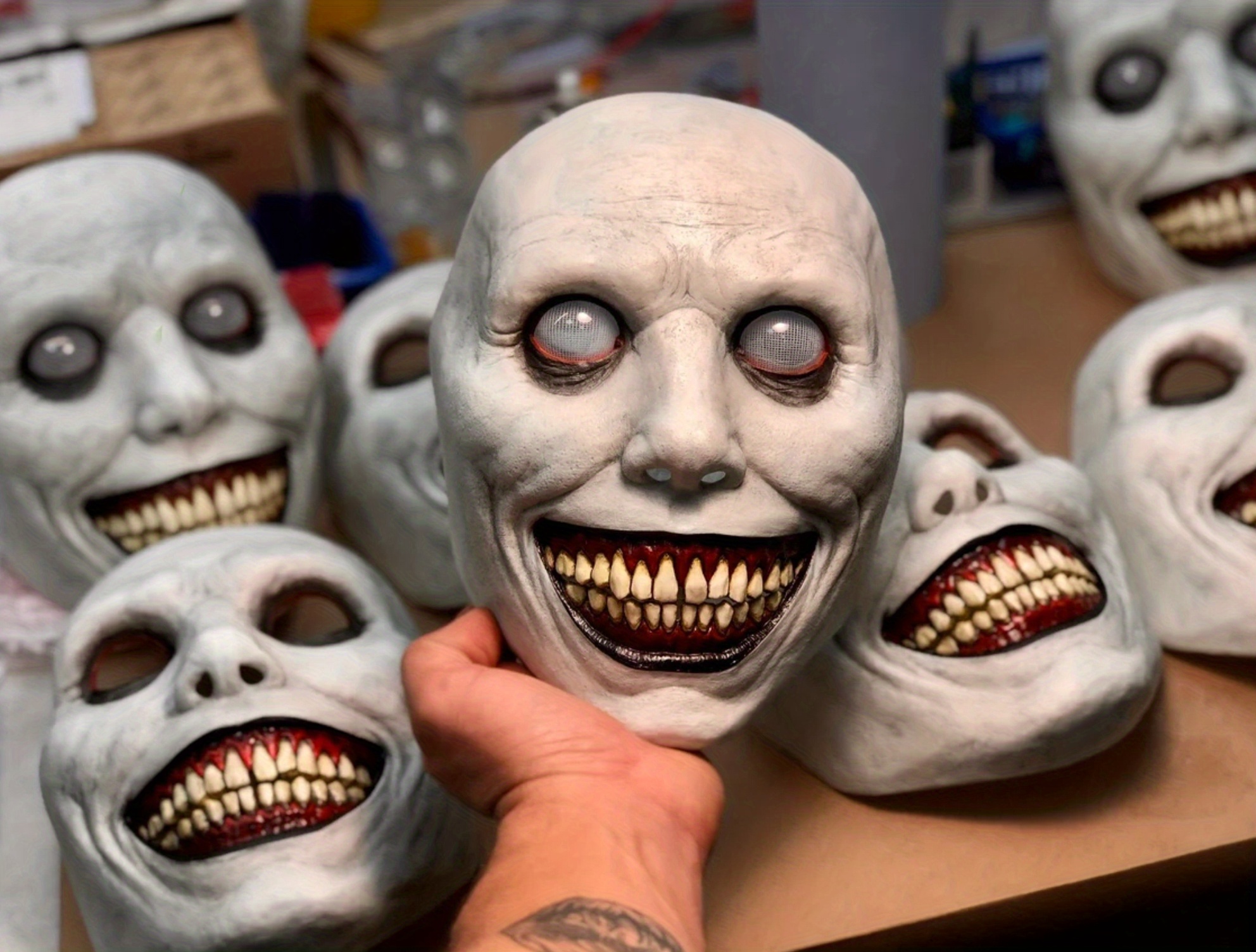 1pc Maschera Da Zombi Horror Di Halloween Da Uomo, Maschera Horror  Spaventosa Demone Anime In Plastica, Oggetti Di Scena Per Maschere Cosplay  Malvagie