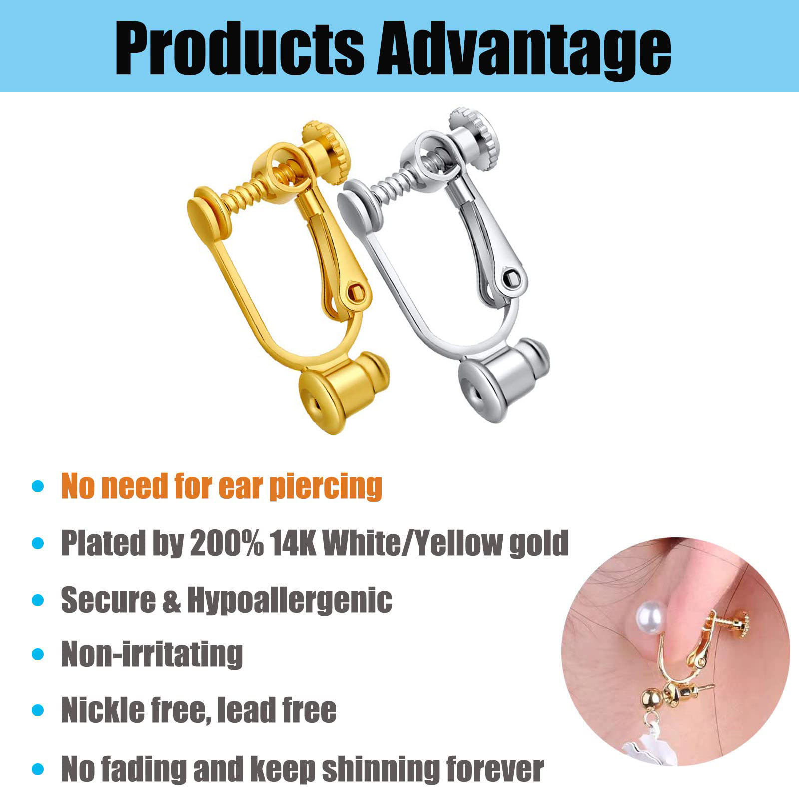 4pcs Clip-on Earring Findings Components, Screw Back Ear Wire, Non Pierced  Earring Converter With Loop For Jewelry Making