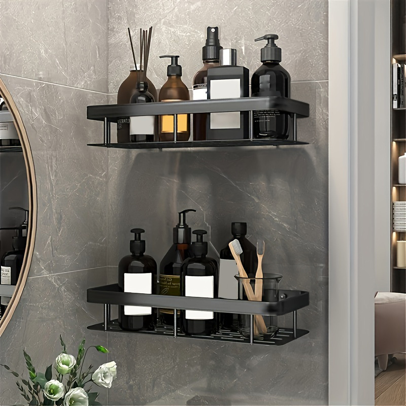 Black Bathroom Shower Shelf Multifunction Wall-mounted Bathroom