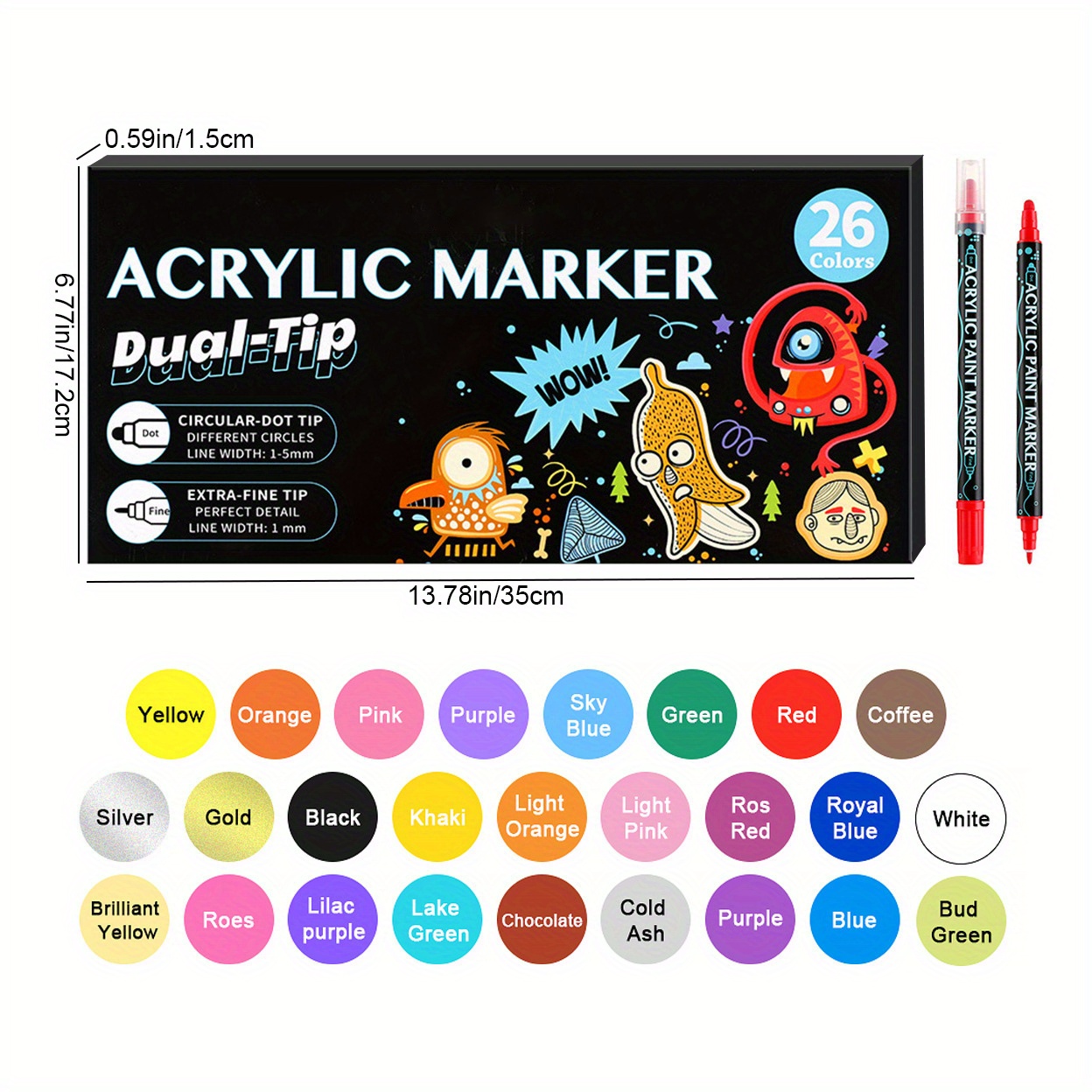 24/36Pcs Acrylic Paint Pens Dual Tip Paint Pens 24/36 Colors Waterproof  Acrylic Paint Marker Quick-Drying Art Painting Pen Set - AliExpress