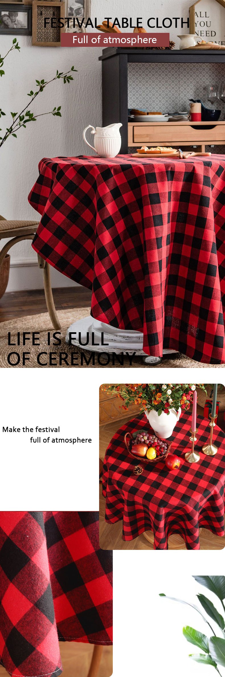 Polyester Tablecloth Nordic Retro Style Christmas Festival - Temu