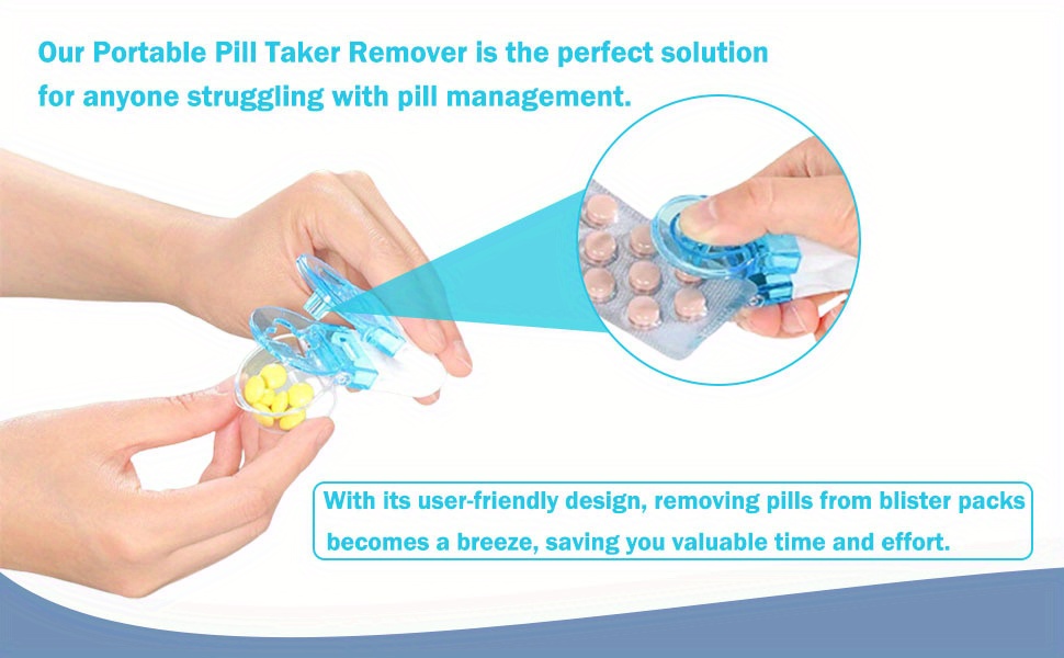 Portable Pills Taker Remover, No Contact Easy to Take Medicin-e Out Tool,  Tablets Pills Blister Pack Opener Assistance Tool for The Elderly #E