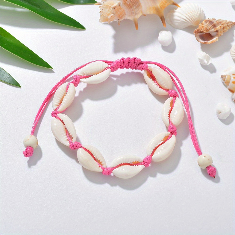 string seashell bracelet red 