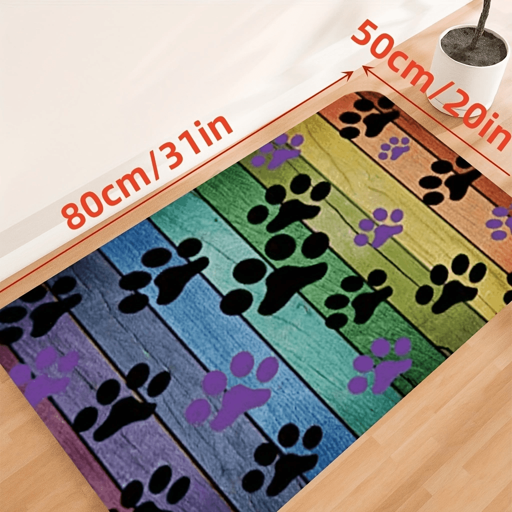 Colorful Dog Paws Bathroom Rug Bathmat Water Absorbent Non Slip Bathroom Mat