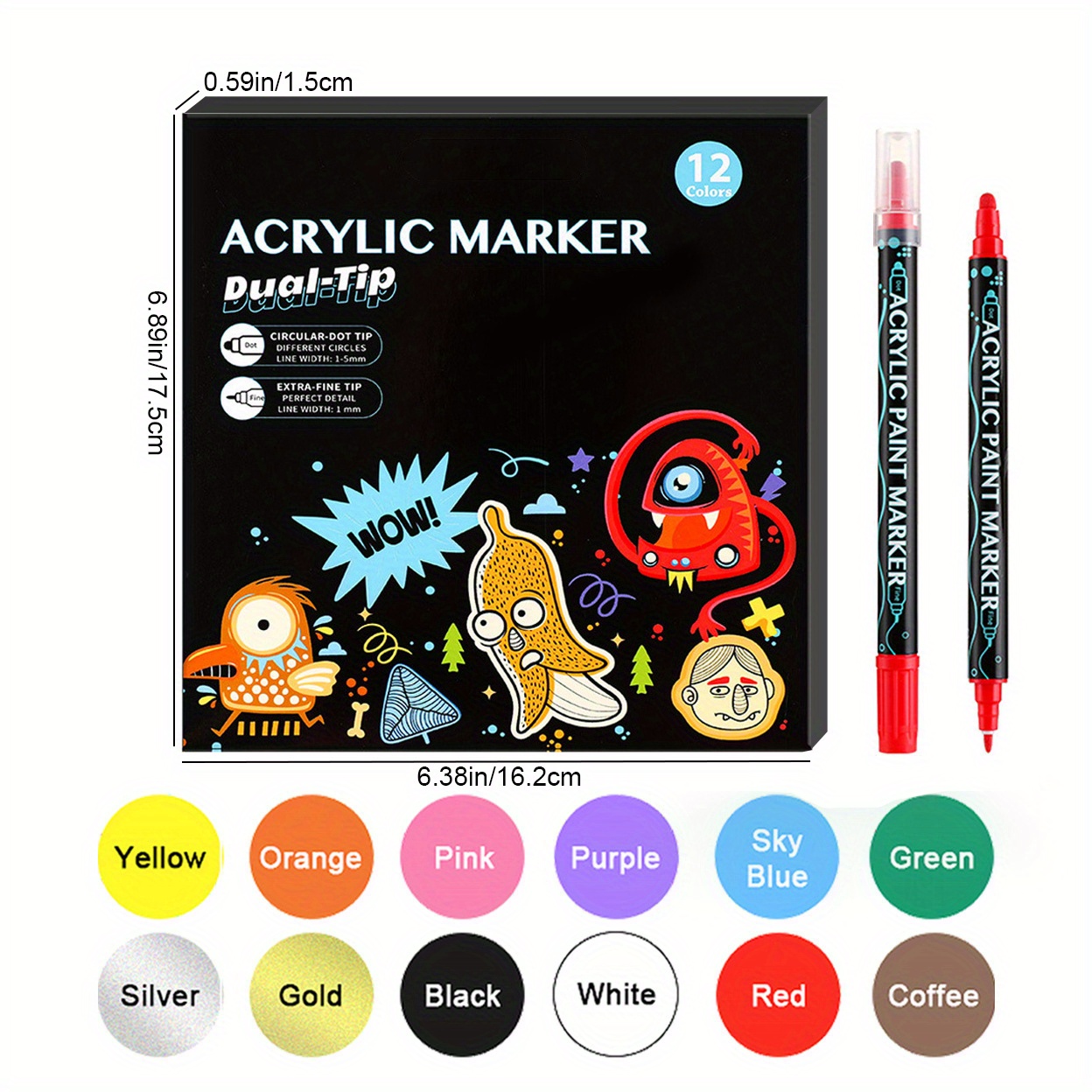 Clearance! 12pcs Dual Tip Paint Pens,Paint Markers Oil-Based Painting  Marker Pen Set for Rocks Painting, Wood, Fabric, Plastic, Canvas, Glass,  Mugs, DIY Craft, Waterproof, Write On Anything 