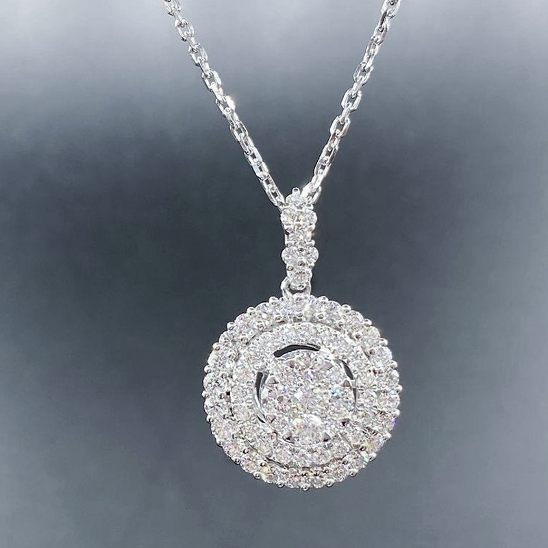 Image of Trendy Micro Inlay Bright Zirconia Pendant Necklace For Women Engagement Party Jewelry Daily Casual Additions