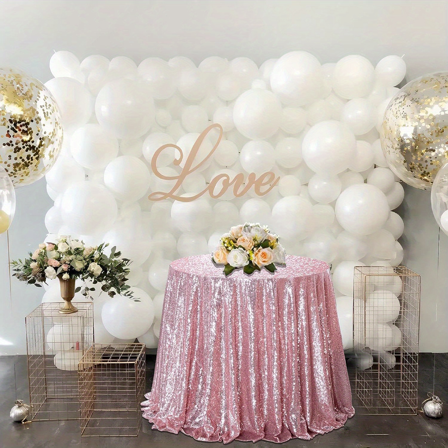Mantel redondo de lentejuelas con purpurina de 120 cm, decoración de mesa  para fiesta de boda ZefeiWu 9024735267621