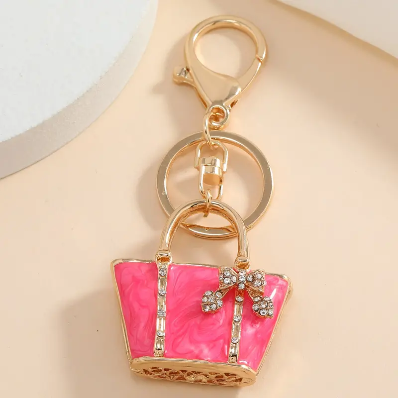 Mini Handbag Shape Keychain Pendant Enamel Pendant Inlaid