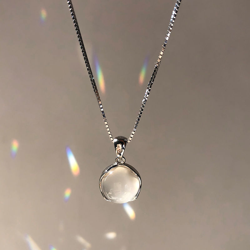 TEMU 1pc S925 Silver-white Pendant Necklace, Gentle Elegant Exquisite Collarbone Chain Female