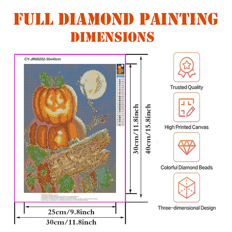 Halloween Diamond Painting Kit For Adults pumpkin Skull - Temu