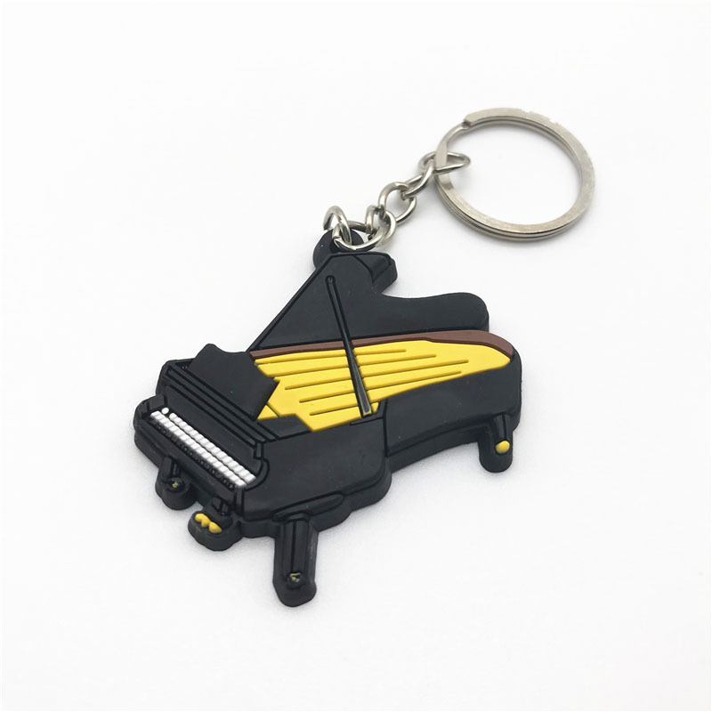 PVC Simulation Guitar Model Key Ring - Musical Instrument Keychain