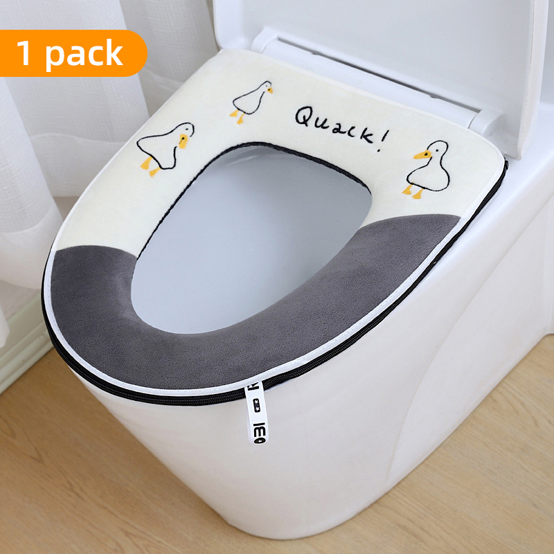 1pc Portable Dual Color Toilet Seat Cushion With Handle, Thickened And Plus  Velvet Toilet Seat Cover, Winter