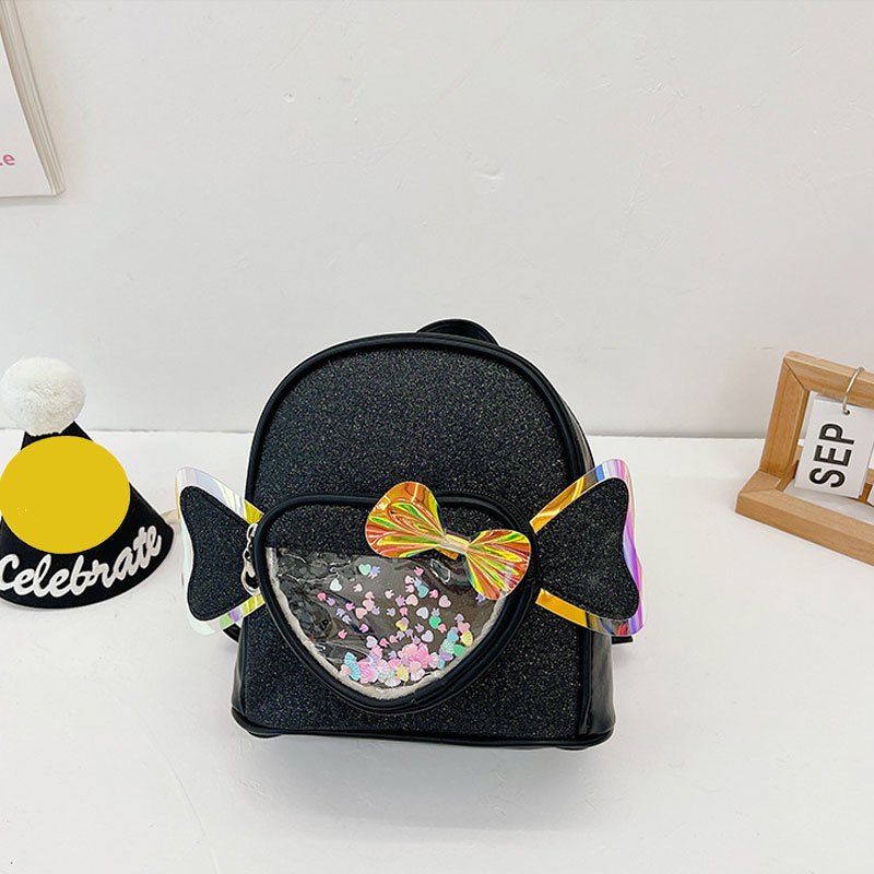 Sequins Love Bow Decor Backpack for Girls