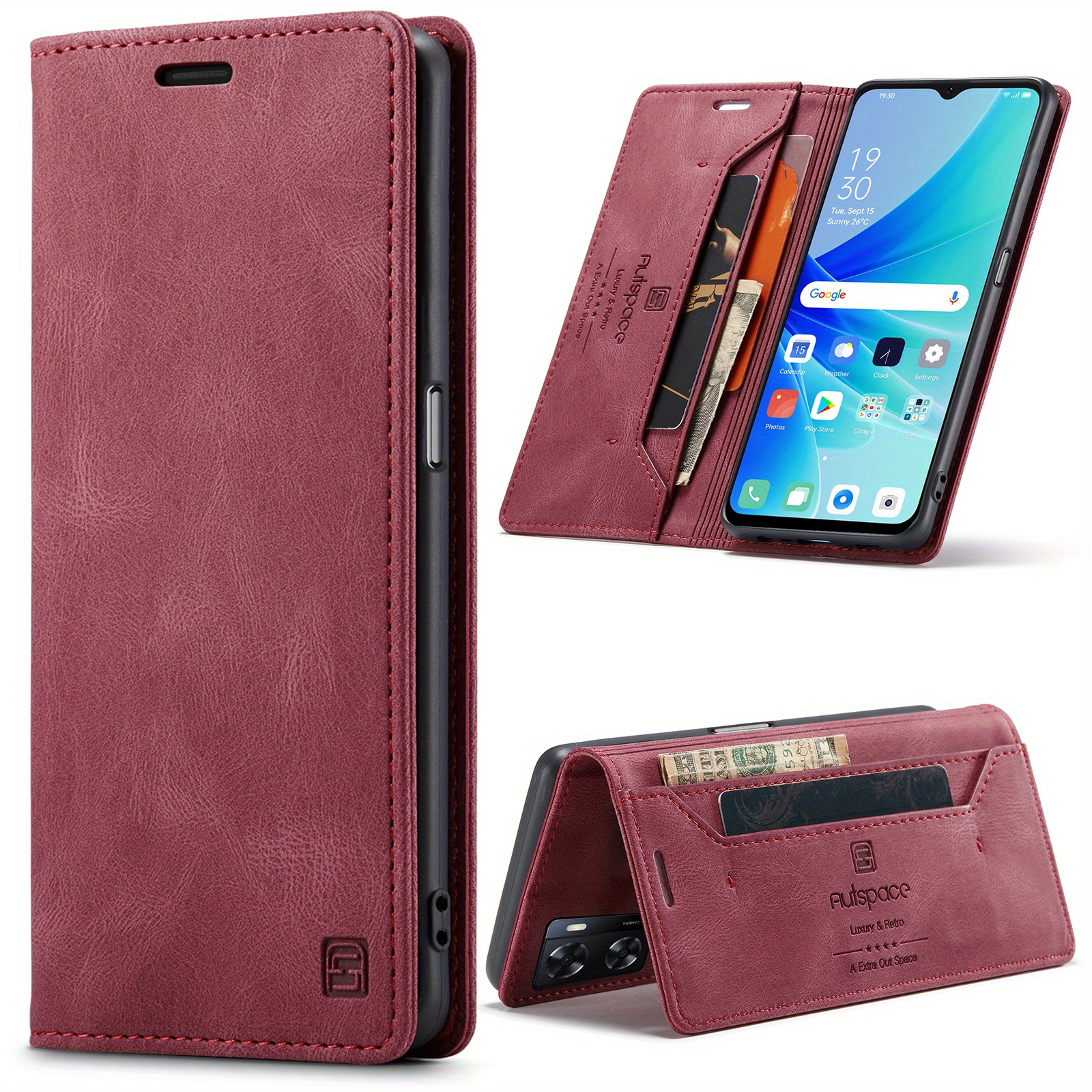 For OPPO Reno 8 Pro Lite 5G Case, Slim Leather Wallet Flip Stand Phone  Cover