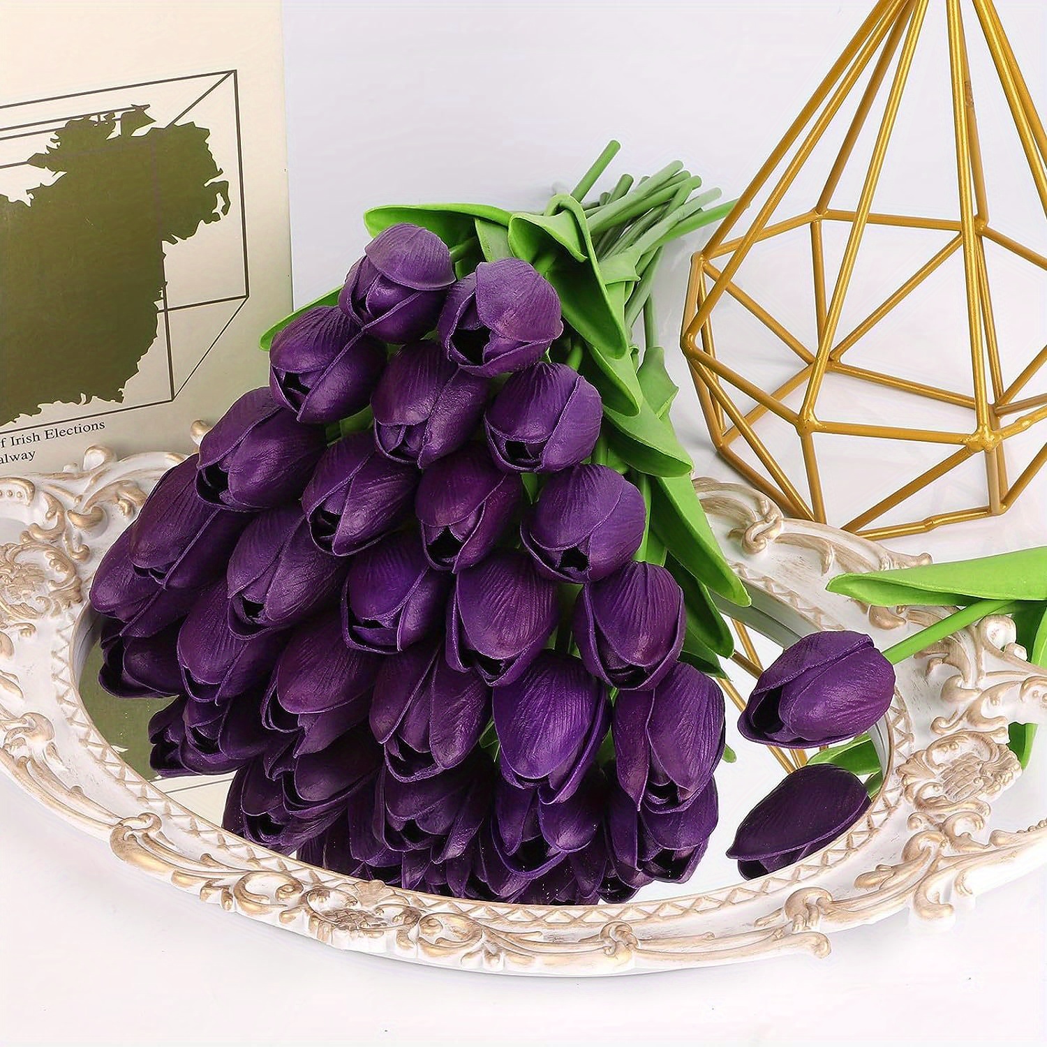 Purple Tulip Flower Bundle, Artificial Tulips & Flowers