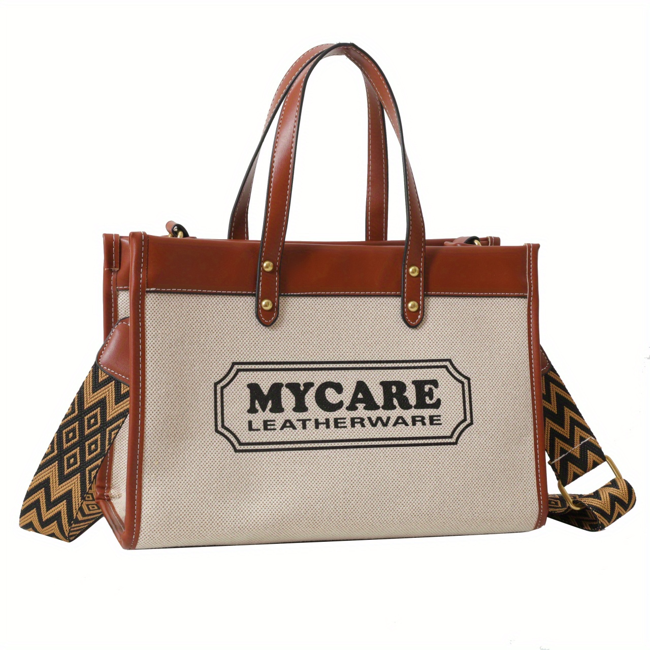 Trendy Letter Print Tote Bag, Large Capacity Zipper Shoulder Bag