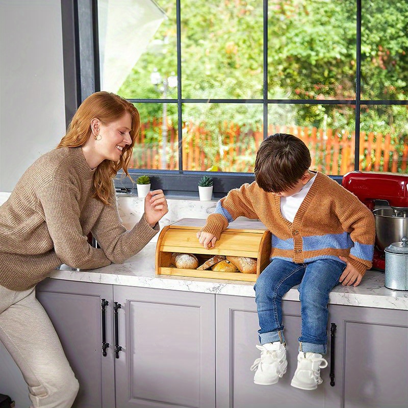 Bamboo Bread Box, Bread Box for Kitchen Counter Top, Bread Storage