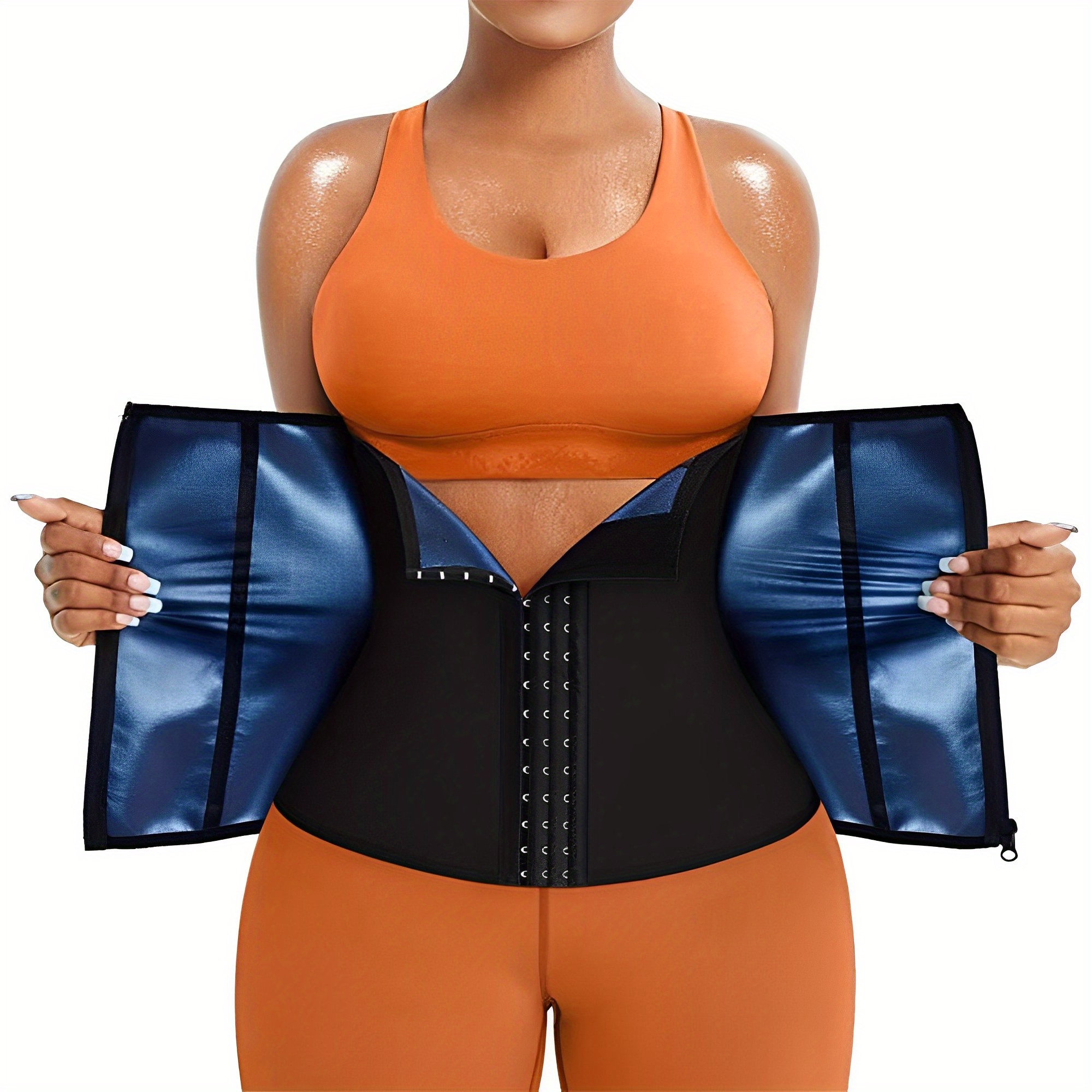 2pcs Faja Reductora de Cintura, Envolturas de Vientre, Cinturón de Control  de Vientre con Cremallera para Entrenamiento, Ropa Interior y Modeladora pa